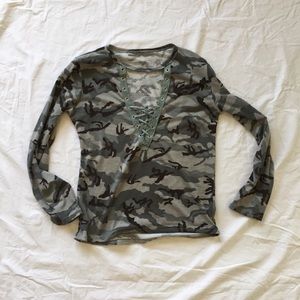 BOGO!! Army Camo Longsleeve Tie Up Shirt